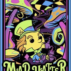 BlackLight Mad Hatter Funko Poster *BRAND NEW MINT* Disney Alice Wonderland Glow