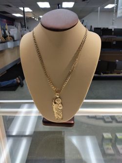 Cadena Con Dije De San Judas 14k 