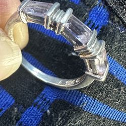 Vintage Avon, sterling silver, Amethyst baguette cut ring.  Size 6