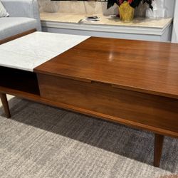 West Elm - Mid-Century Marble Pop-Up Coffee Table