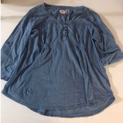Size L — Slate Blue Top With Mid-length Sleeves
