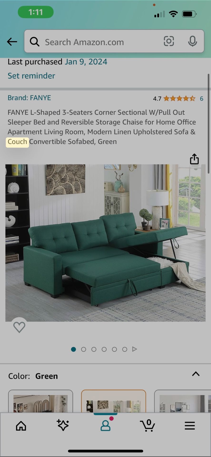 Adorable Green Sectional