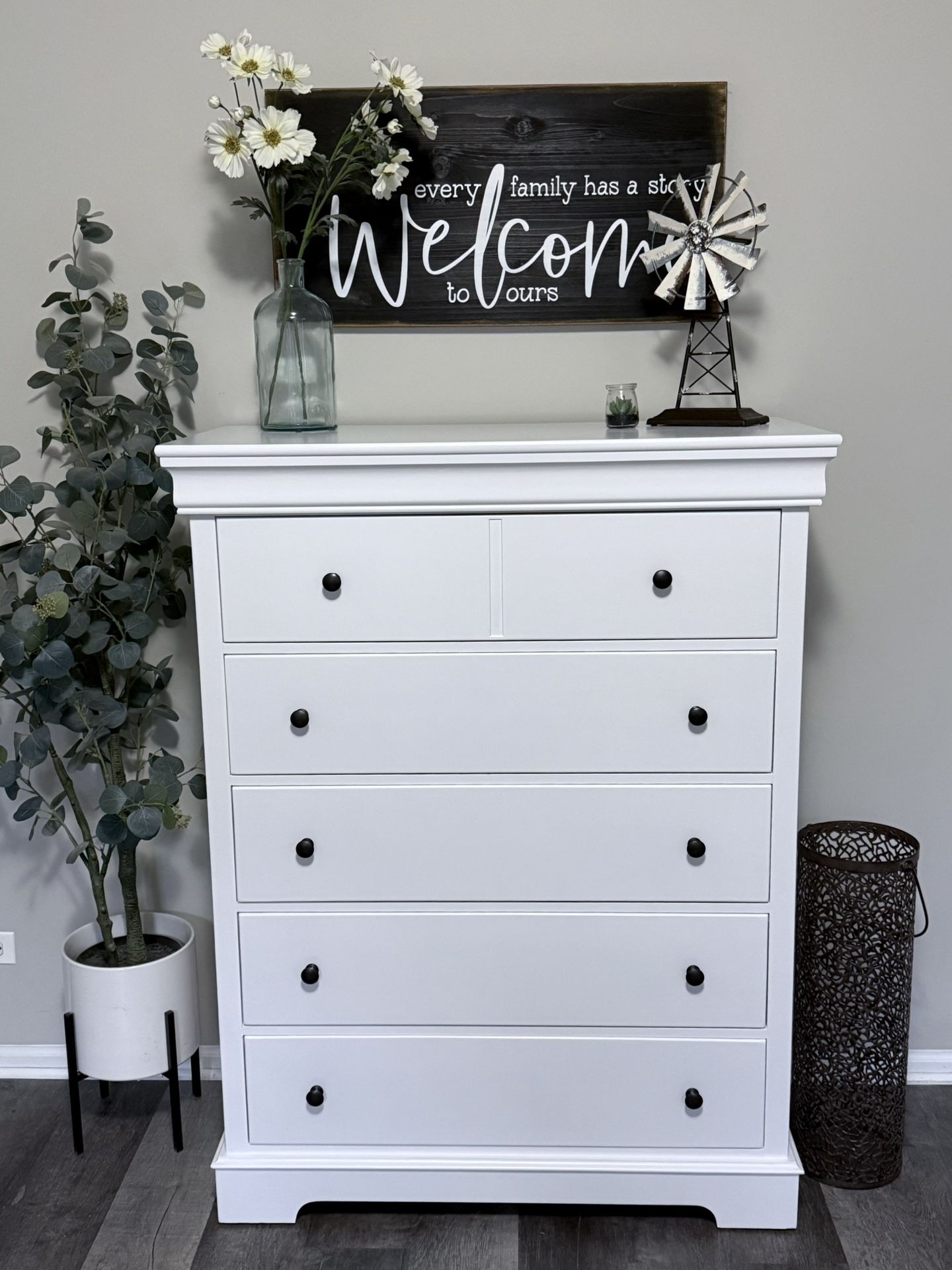 Refinished Solid Wood Swan White Tall Bedroom Dresser Delivery Available