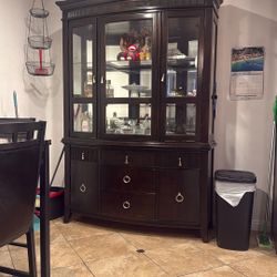 82” X 56” Wood Lighted Glass Kitchen Display