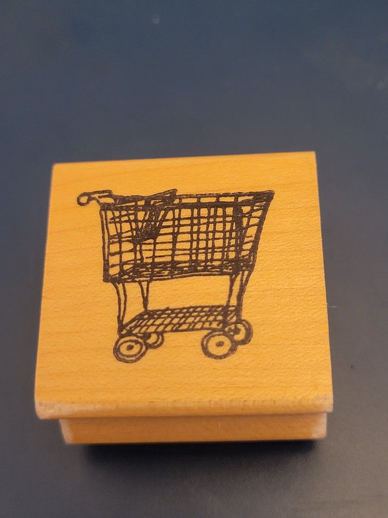 Wood Rubber Stamp shopping cart