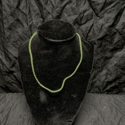 Twisted Lime Green Rope Necklace With Sterling Silver Clasps 
