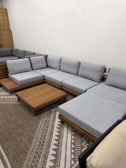 Teak Wood Sunbrella Cushion Outdoor Patio Furniture Set *New*