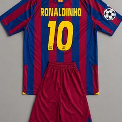 Ronaldinho Barcelona Retro Jersey Kids Set