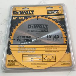 DeWalt 10 Inch Construction Carbide  40 Teeth (New)
