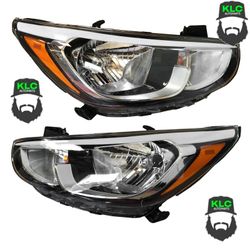 For 2015 2016 2017 Hyundai Accent Headlight Assembly Halogen Left Right Driver Passenger Side Set Pair 921011R(contact info removed)21R710