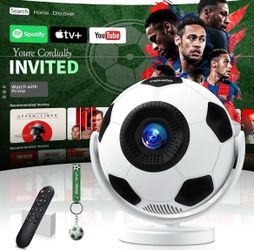 Mini Projector 4K 1280P,2027  Upgraded Football Style Projector with WiFi 6 and Bluetooth 5.4, Auto Keystone Correction 360° Rotatable