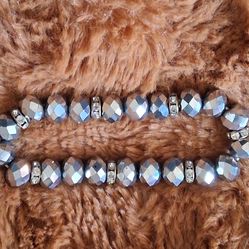 Black crystal 6mm bead clasp or stretch