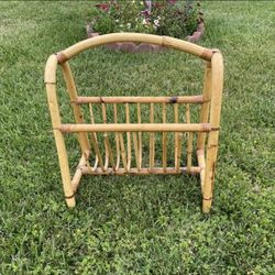 Magazine Book Holder Vintage Bamboo Rattan Tiki Bar or Hawaiian Decor