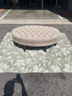 Oval Tufted Upholstered Ottoman