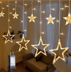 Star Curtain String Lights Warm White LED