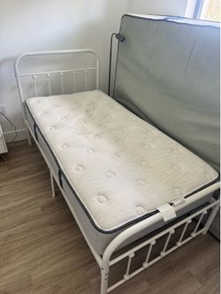 Twin bed and mattress