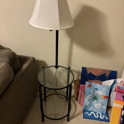 Side Table With Lamp Attached 