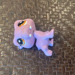 Littlest Pet Shop 2043 Purple Hippopotamus Hippo Brown Eyes Rollin Fun Park LPS