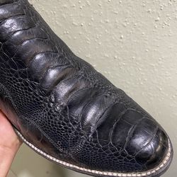 Don Cuco Black Leather Ostrich Leg Cowboys Men’s Boots  Size 29.5 “10.5 US”