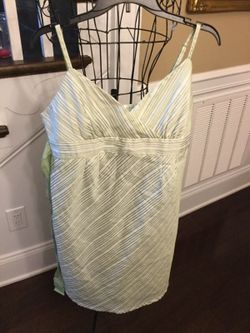 Motherhood Maternity Green & White Satin Stripe Lined Sundress - Large