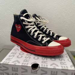 Size 11 - Converse Comme des Garçons Play x Chuck 70 High Black Red