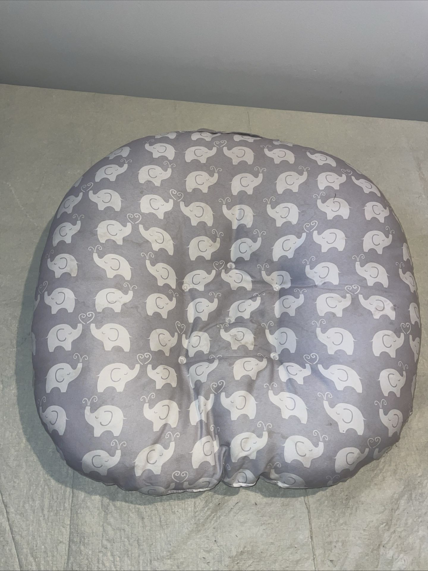 Original Newborn Cushion Lounger Pillow Baby Elephant Gray Clean Euc Odor Free