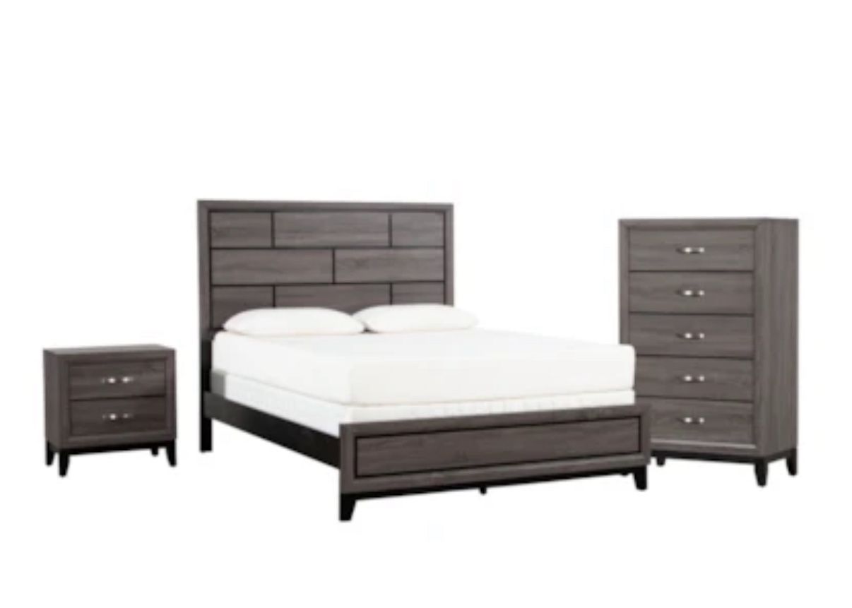 Grey Three Piece Bed Set
