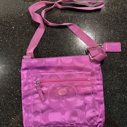 Coach Crossbody Mesh Canvas Like Material Purple Approx. 10x11” B1473-F77408