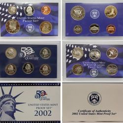 2002 Clad Proof Set - 10 Coins - Kennedy/Sacagawea