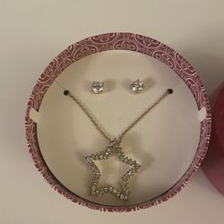 Gold Star Pendant Chain And Earring Set
