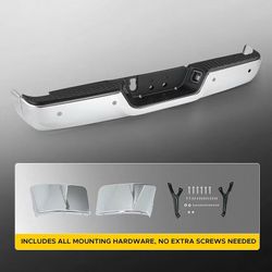 🥨VRC Rear Bumper For 2009-2018 Dodge Ram 1500 & 2010-2012 Ram 2(contact info removed) 3-Piece Chrome Steel Bumper With License Plate Lights