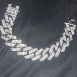 Silver Plated Cuban Link Bracelet CZ 20mm