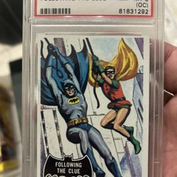 Batman 1966 Topps Following The Clue PSA 8