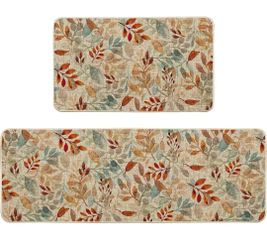 Autumn Fall Leaves Kitchen Floor Mat Set Non-Slip AntiFatigue Rugs Thanksgiving