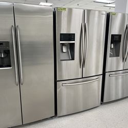 Used Refrigerator 36” W Stainless Steel French Door And Side By Side 4 Months Warranty From $650 & Up 