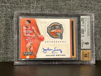 2019-20 Chronicles HOF Autographs Blue Julius Erving Dr J 45/49 BGS 9 Auto 10