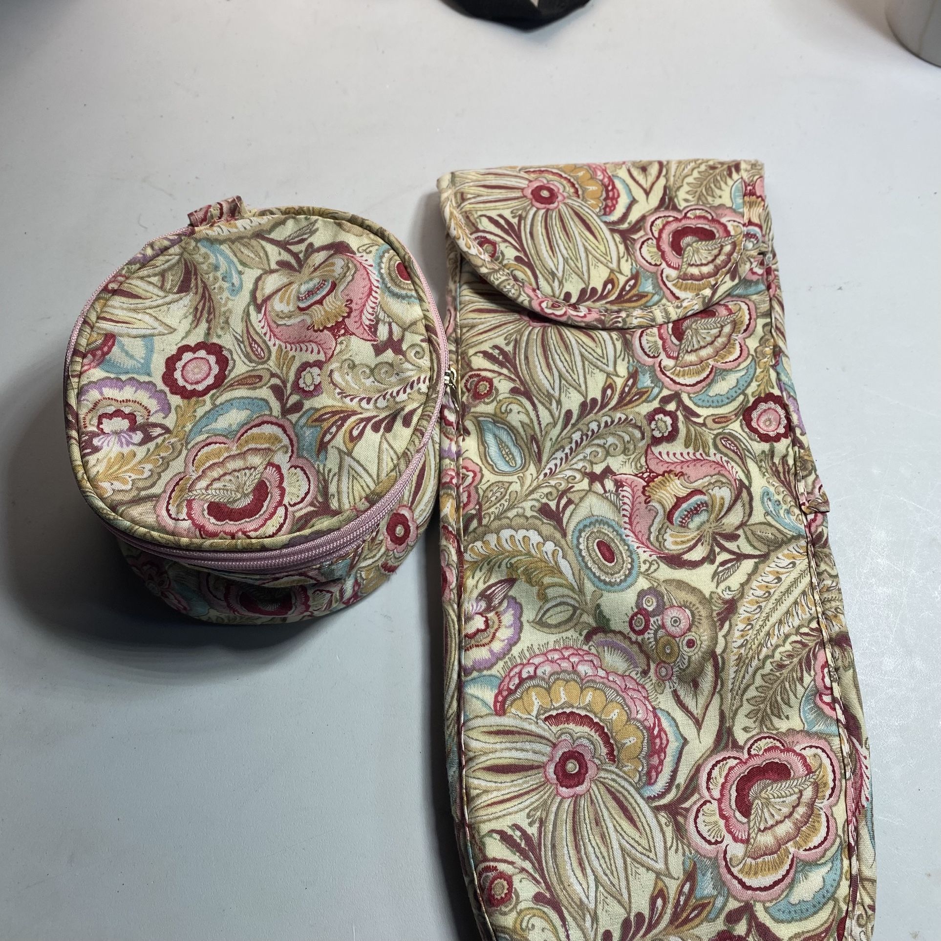 Vera Bradley Curling Iron And Jewelry Pouches Set