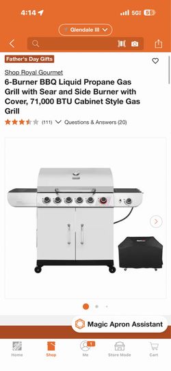 Shop Royal Gourmet 6-Burner BBQ Liquid Propane Gas Grill with Sear and Side Burner with Cover, 71,000 BTU Cabinet Style Gas Grill