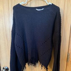 WOMENS XL SWEATER BLACK FRINGE 