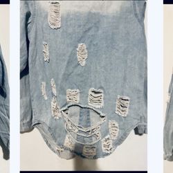 Women Distressed Jean Shirts/jackets