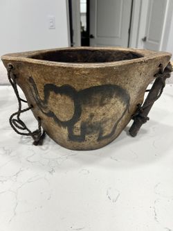 African hand-carved wood bowl