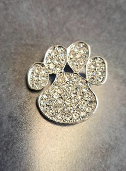 Clear Rhinestone Paw Print Brooch