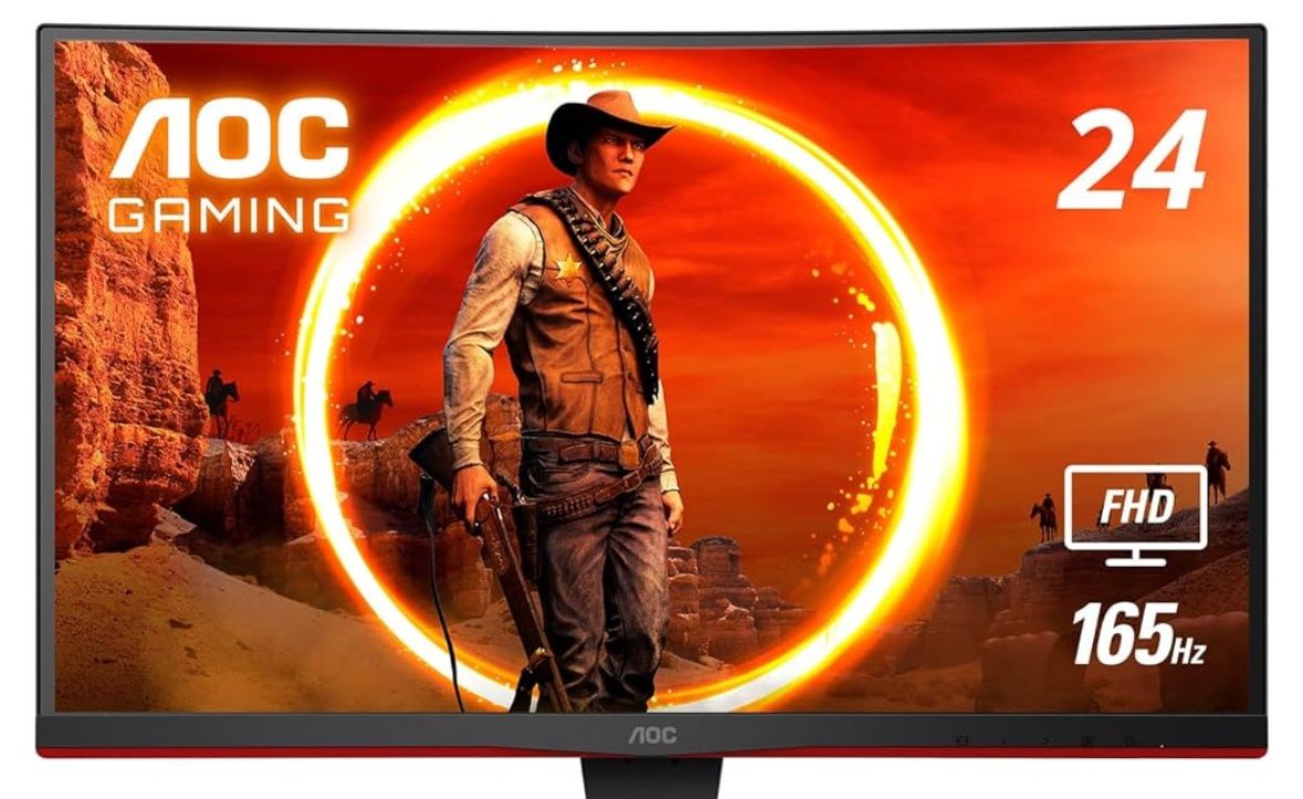 AOC C24G1A 24" Curved Frameless Gaming Monitor, FHD 1920x1080, 1500R, VA, 1ms MPRT, 165Hz (144Hz supported), FreeSync Premium, Wall Mount