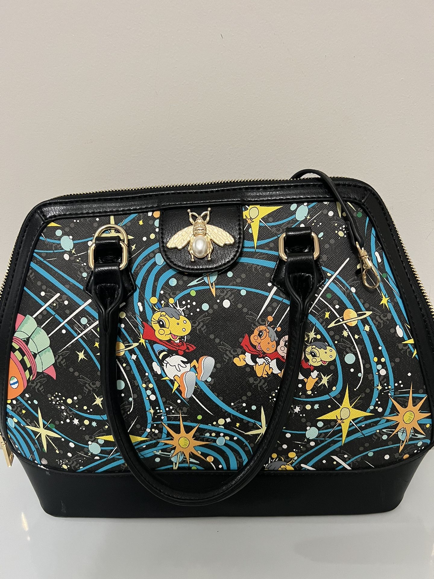 Alien Dinosaur Handbag Ladies super cute multicolored graphic patterned leather