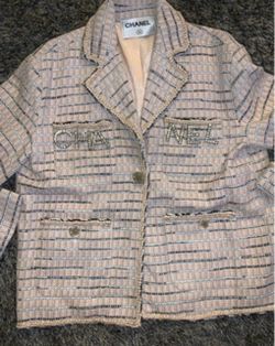 Chanel Tweed Jacket with Crystal Logo