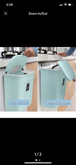 Black Or  Blue Kitchen Trash Can Hangs on Door