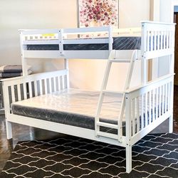 Twin Over Full Bunk Bed /Free Delivery Mattresses Included 