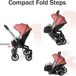 Citi 2.0 Pro Baby Stroller, Rear-Facing Stroller with Adjustable Canopy and Extendable Seat Panel, Pink