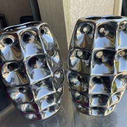2 Silver Home Deco Vase 1.5 Foot 