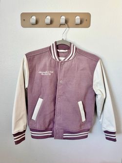 Abercrombie Kids Purple & White Varsity Jacket Size 9/10